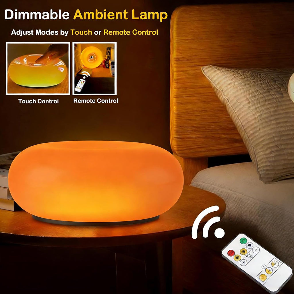 Orange Donut Table Lamp,Dount Light Lamp Ambient Lighitng,Aesthetic Touch Table Lamps,Modern Cute Desk Lamps Bedroom