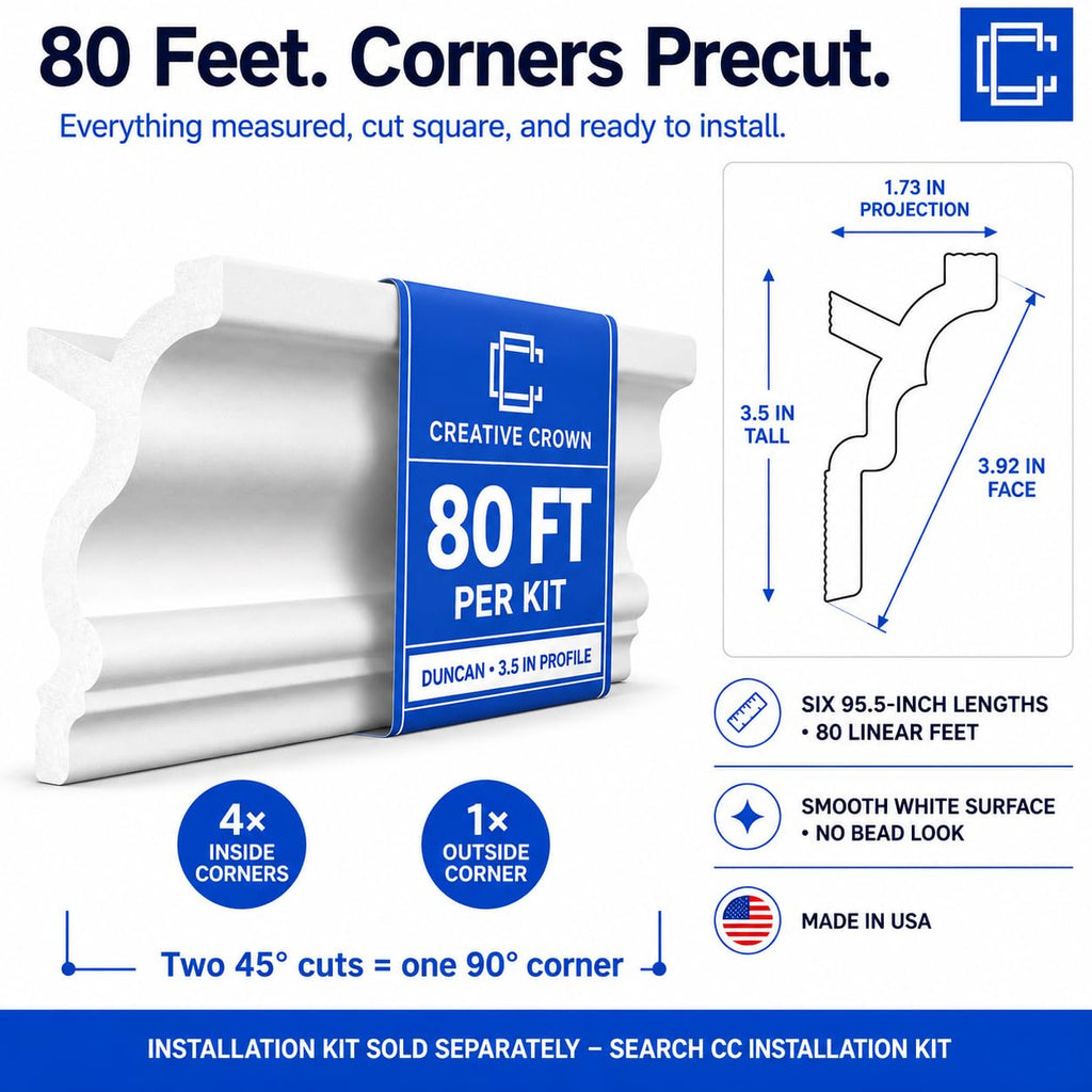 Duncan LED Foam Molding Kit, 80 Ft 3.5in, Precut Corners