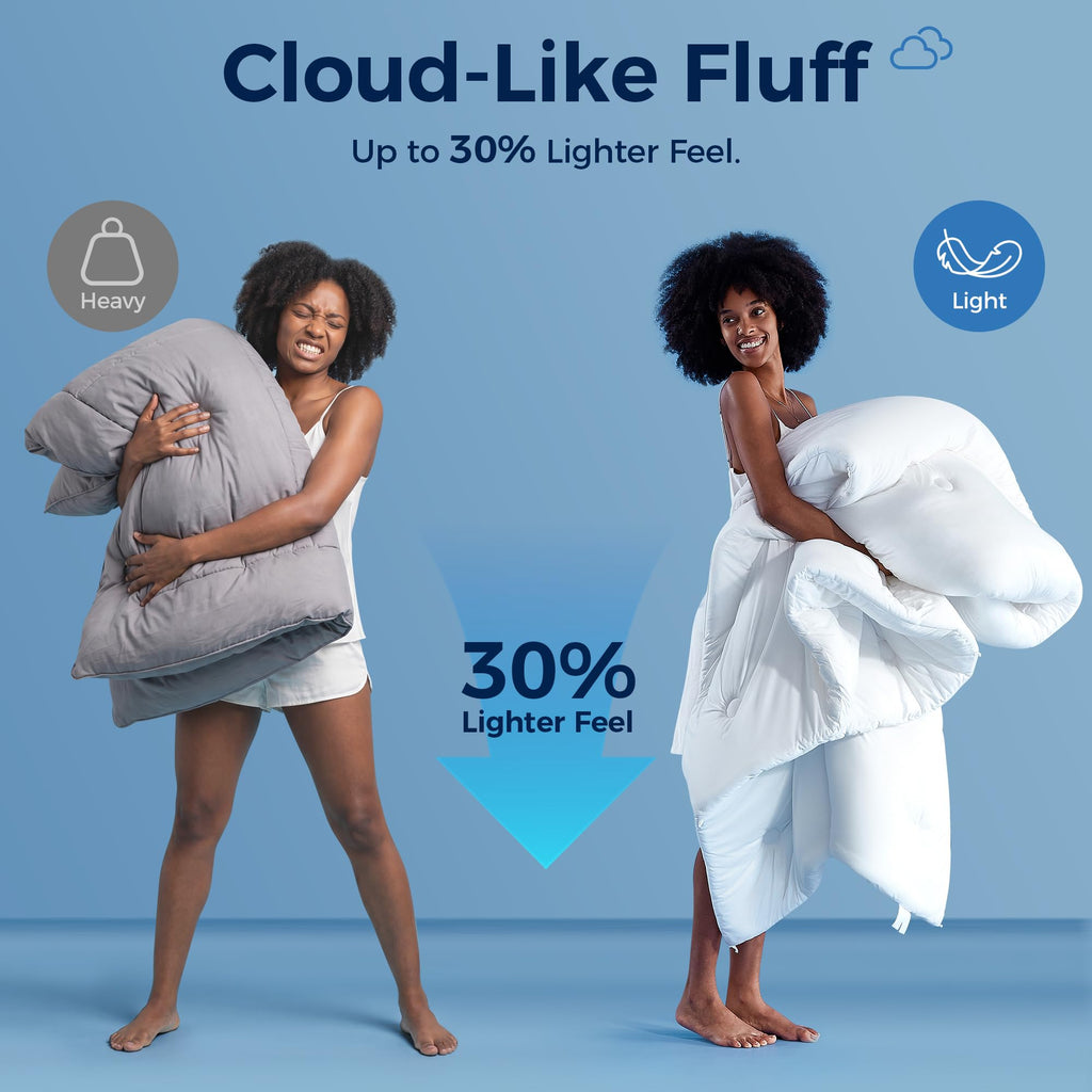 Marshmallow Comforter Queen, Ultra Soft & Fluffy Duvet Insert & All Season Comforter, Lightweight Hotel Luxury