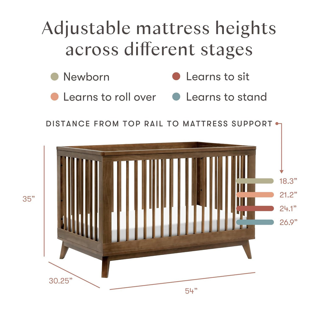 Scoot 3-in-1 Convertible Baby Crib, Natural Walnut | GREENGUARD Gold Certified, Converts to Toddler Bed & Daybed - 4