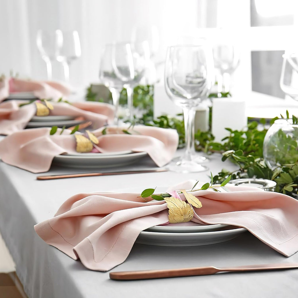 Gold Napkin Rings, Metal Leaf Bulk Napkin Rings, Cloth Napkin Holder Ring Dining Table Decorations - Set of 8