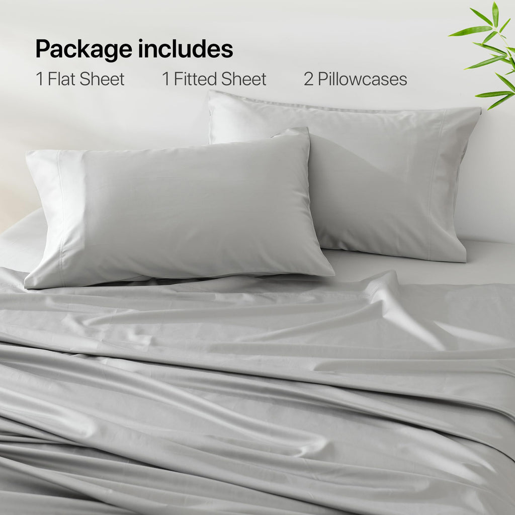 Bed Sheets Set King Size (4pc), Rayon Derived from Bamboo & Organic Cotton Blend, Silky Soft Cooling Sheets with Deep