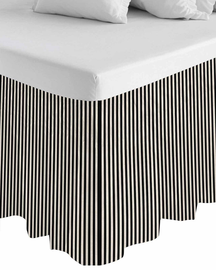 Bed Skirt Black Stripes Bedskirt 18 Inch Drop Linen Classic Vertical Striped Elastic Wrap Around Bed Skirts Dust