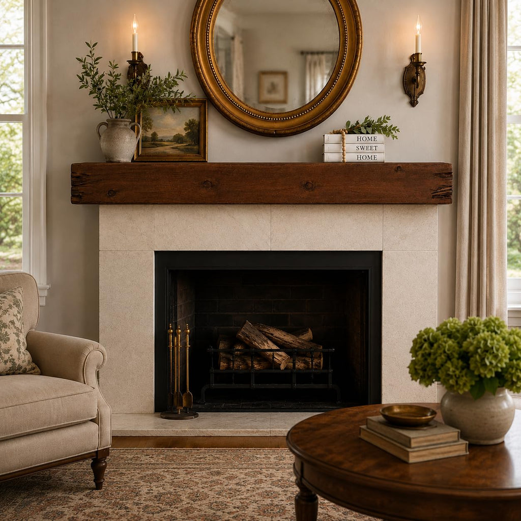 Fireplace Mantel, Distressed, Rustic, Floating Shelf, Modern, Real Wood. (60Lx6Hx8D, Provincial)