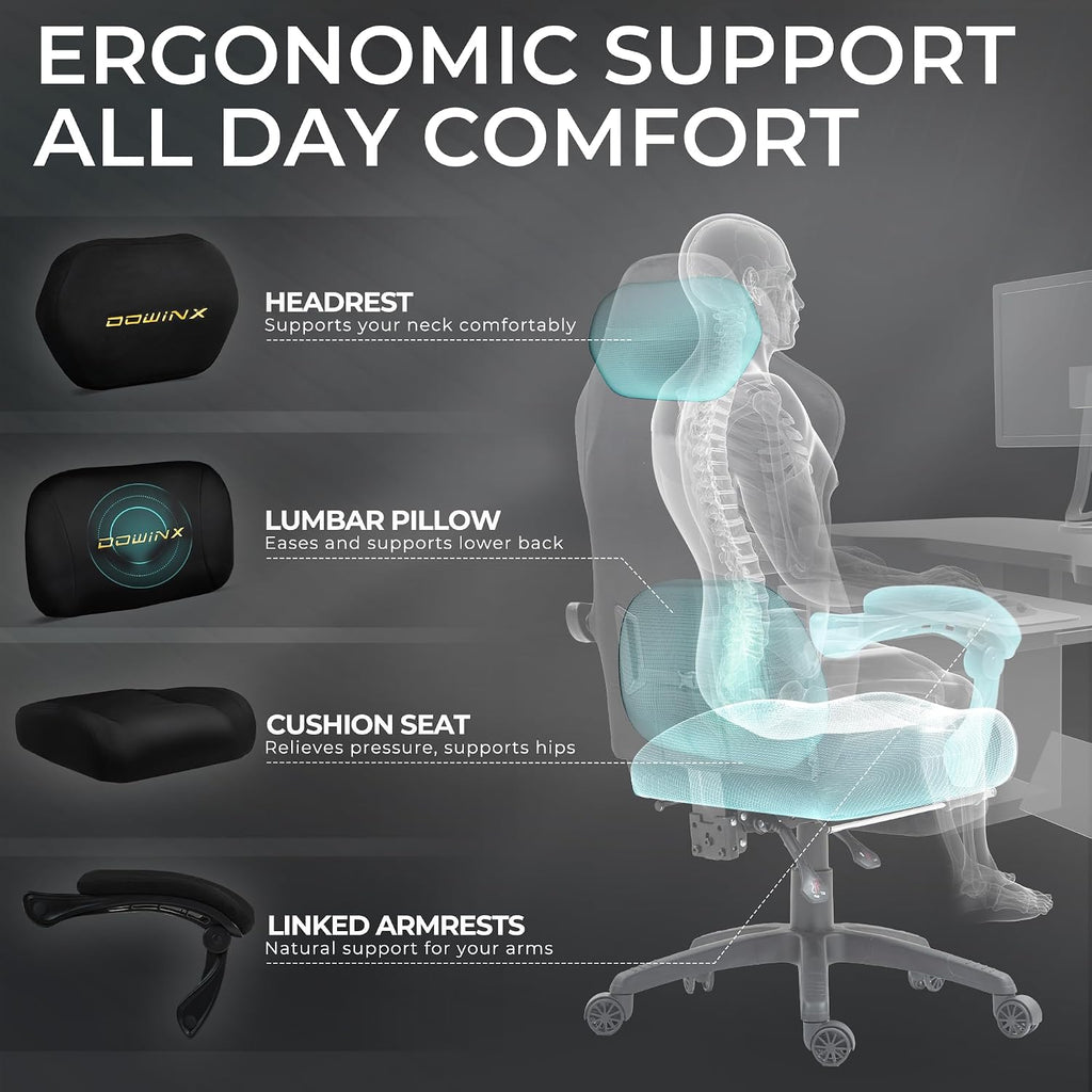 Big and Tall Gaming Chair, Suede Fabric Game Chair with Pocket Spring Cushion, High Back Gamer Chair Ergonomic with