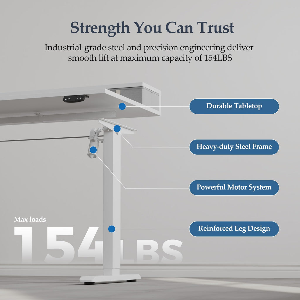 55 x24 Inch Electric Standing Desk with Drawers, Adjustable Height Small Sit Stand Desk, Compact Computer