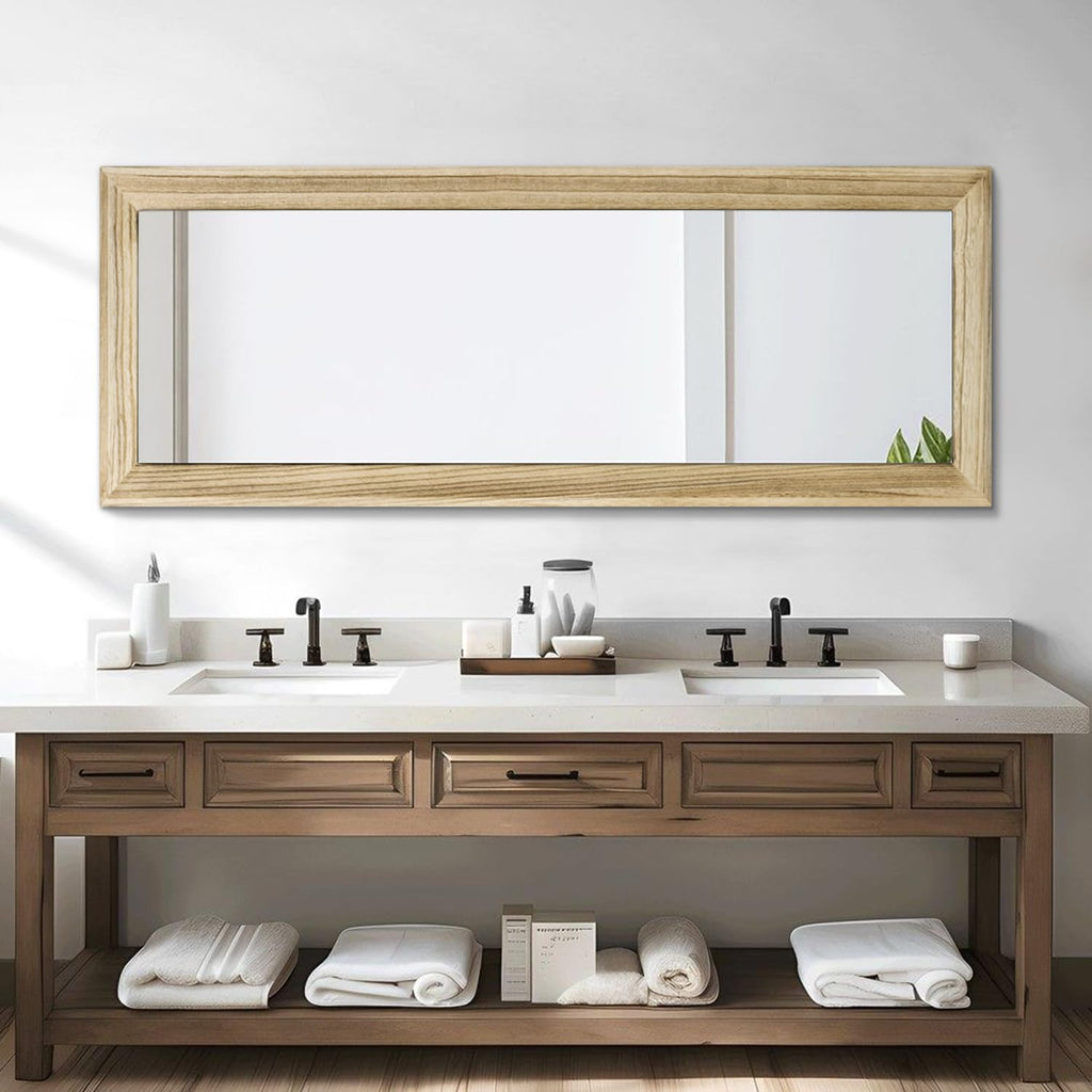 Full Length Door Mirror Wooden Frame Large Mirrors for Wall 58"x20" Rectangular Living Room Bathroom Dressing Room