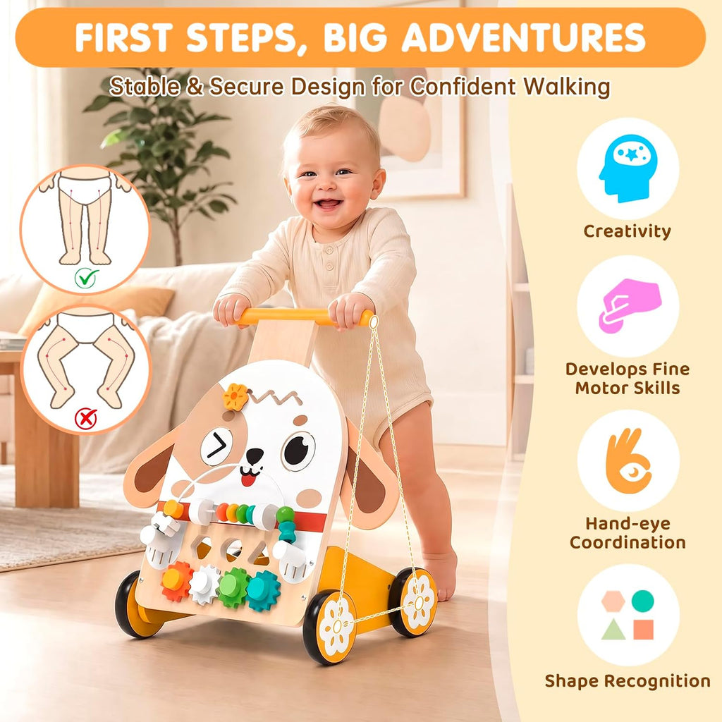 Wooden Baby Walker, in-1 Push Walker for Toddlers