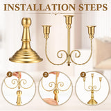 6 Pcs Gold Candelabra Candle Stand Metal Candlestick Holder 3 Arm 12 Wedding Candlestick Holder for Theme Party Table