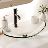 YIMAI Tempered Glass Vessel Sink Bathroom, 20.8"x13.7" Oval Clear Above Counter Sink Bowl