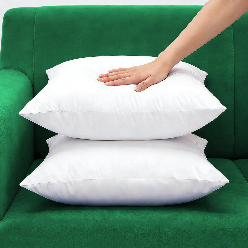 Extra Thick and Full Plump Cotton Fabric Throw Pillow Inserts, Overfilled Cushion Filler, 20 X 20 Inches - Set of 2