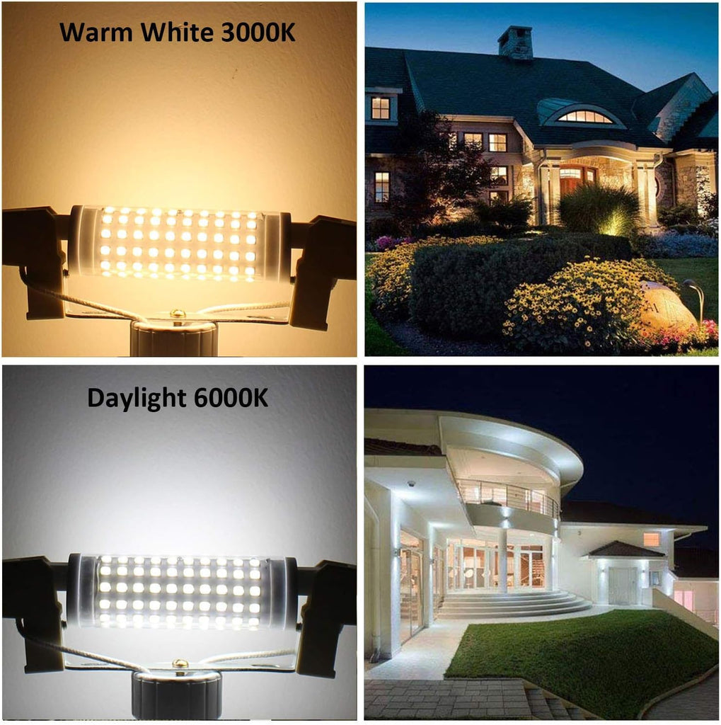 15W 118mm R7S LED Bulbs,Dimmable Daylight White 6000K Double Ended T3 J118 Flood Lights,120 LEDs 2835 SMD,120V J Type