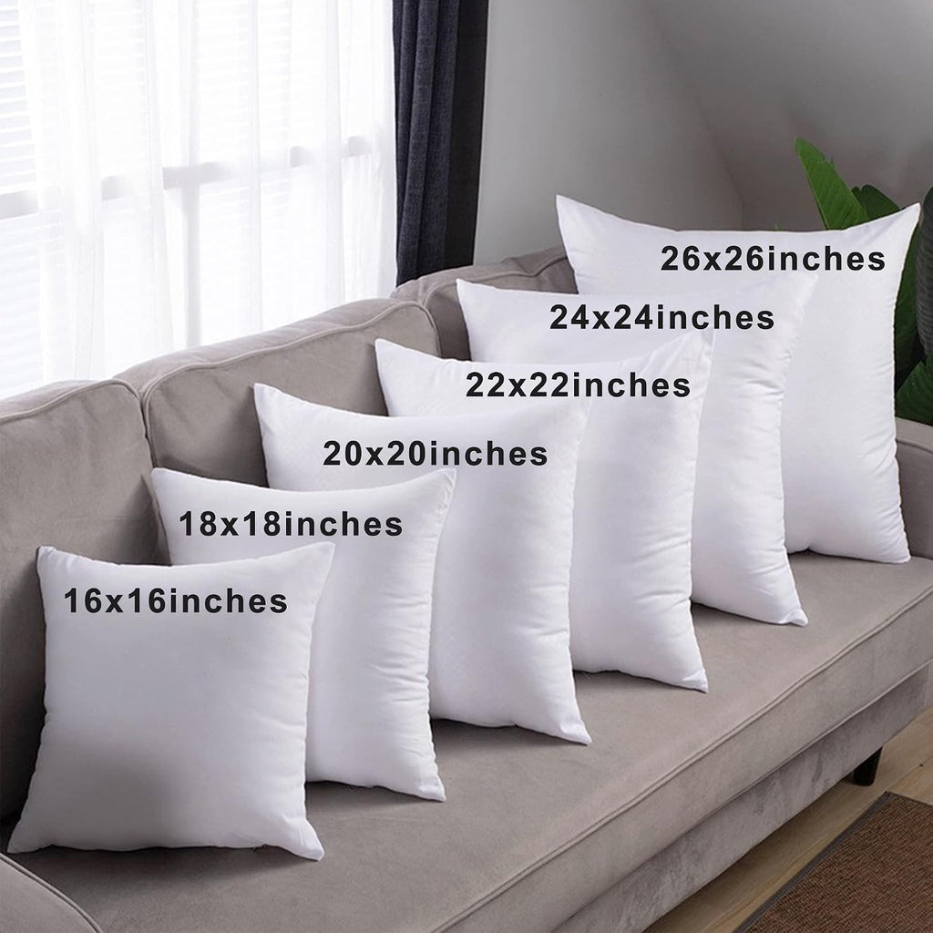 18x18 Pillow Inserts () - Down Alternative 100% Cotton Cover Decorative Square Throw Pillows White for Couch - Set of 2