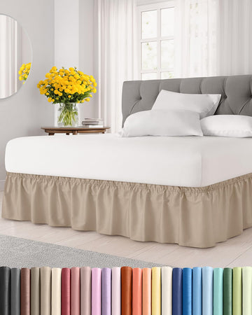 CGK Linens Wrap Around Dust Ruffle Bed Skirt - 15" Cream