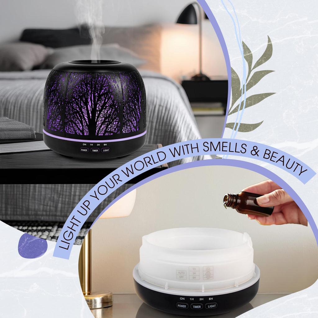 500ml Essential Oil Diffuser, Metal Ultrasonic Diffuser