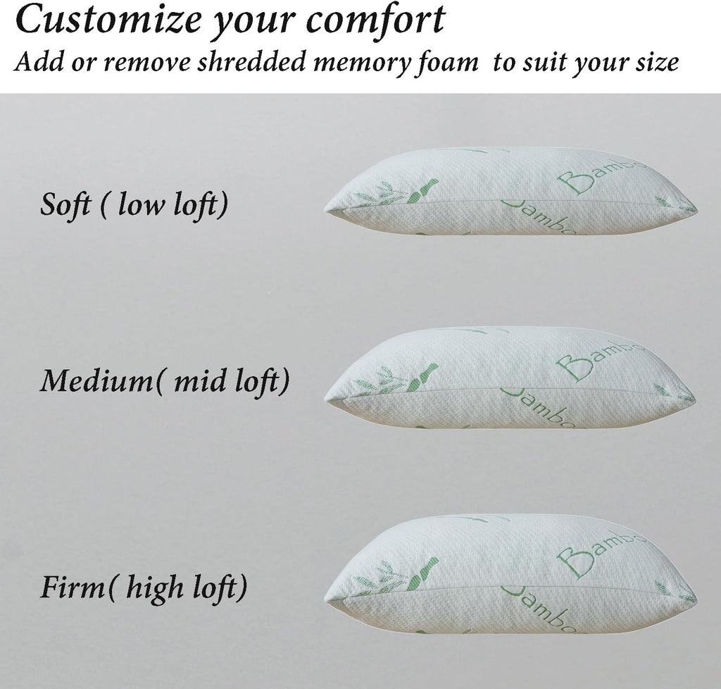 King Size Memory Foam Pillows Set of 2, Bed Pillow for Sleeping, Firm Pillow Gel for Neck Support, Hotel Quality Bed