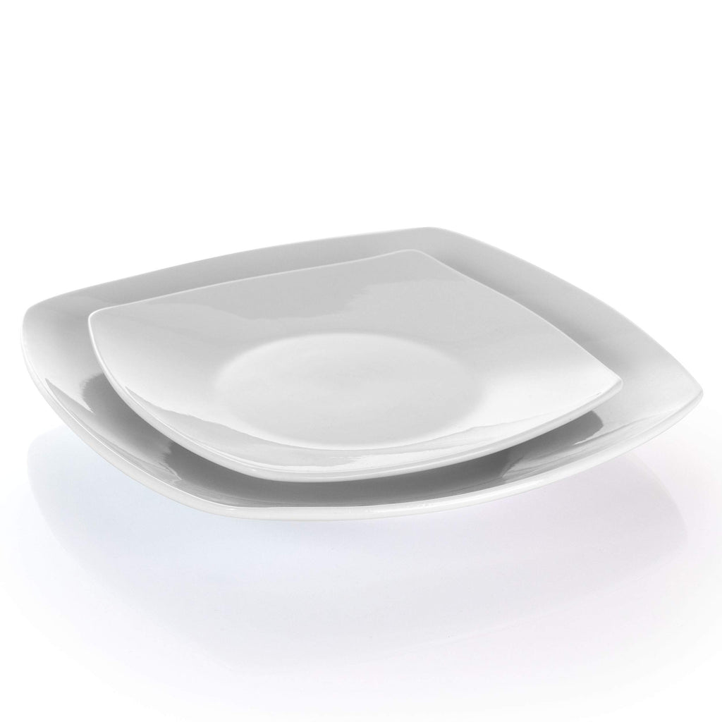 Hayes 16 Piece Square Porcelain Dinnerware Set in White