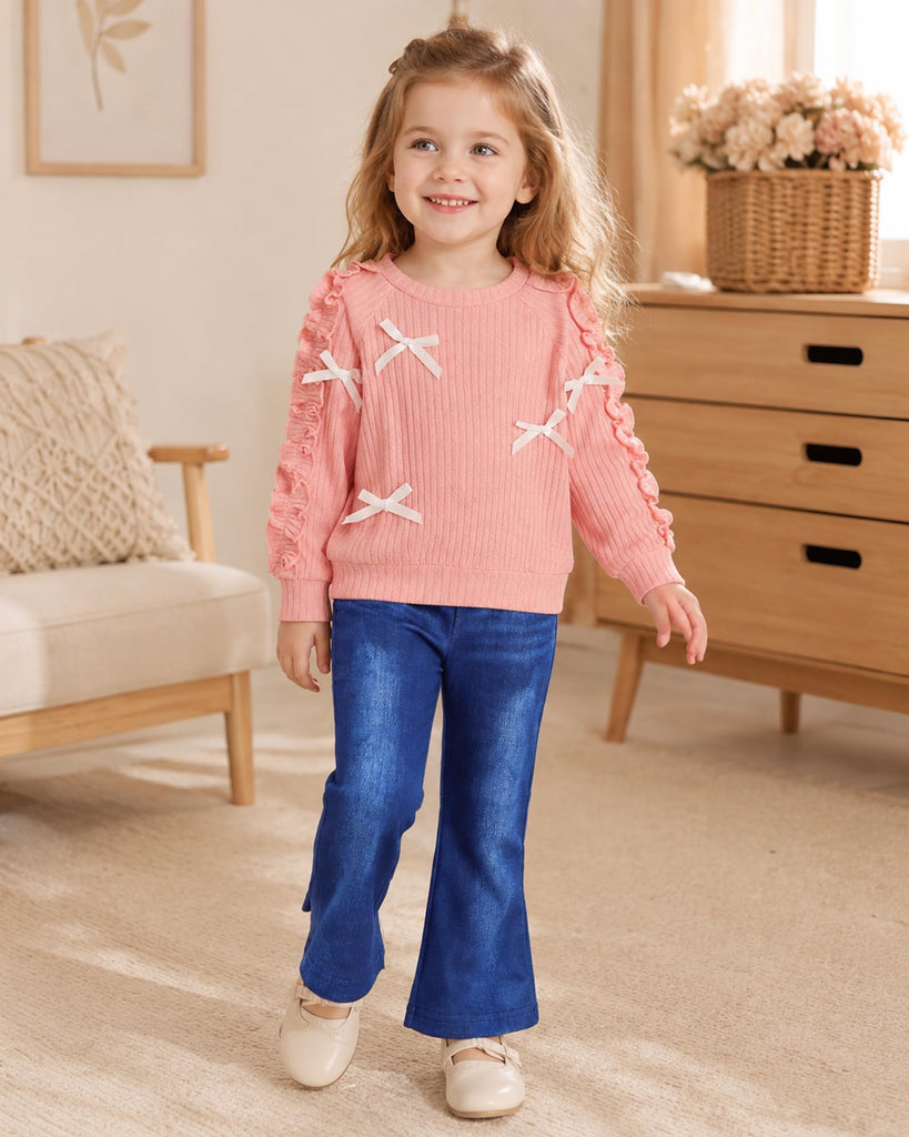 Baby Girl Clothes Pink 3D Bow Sweatshirt Pants Outfits