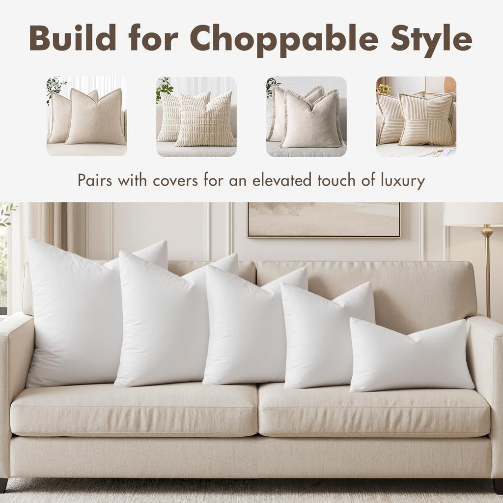 26x26 Euro Pillow Inserts, Set of 2 Feather Down Throw Pillows