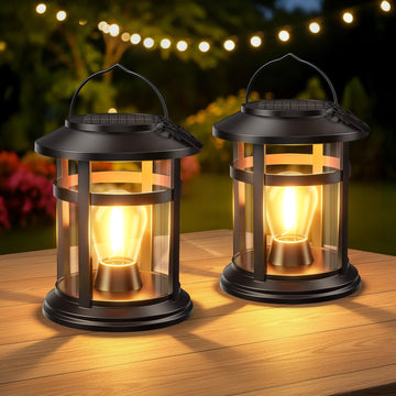 Lantern Outdoor Waterproof, 2 Pack Bright Hanging Solar Lights for Outside Decorative, Upgraded Solar Powered