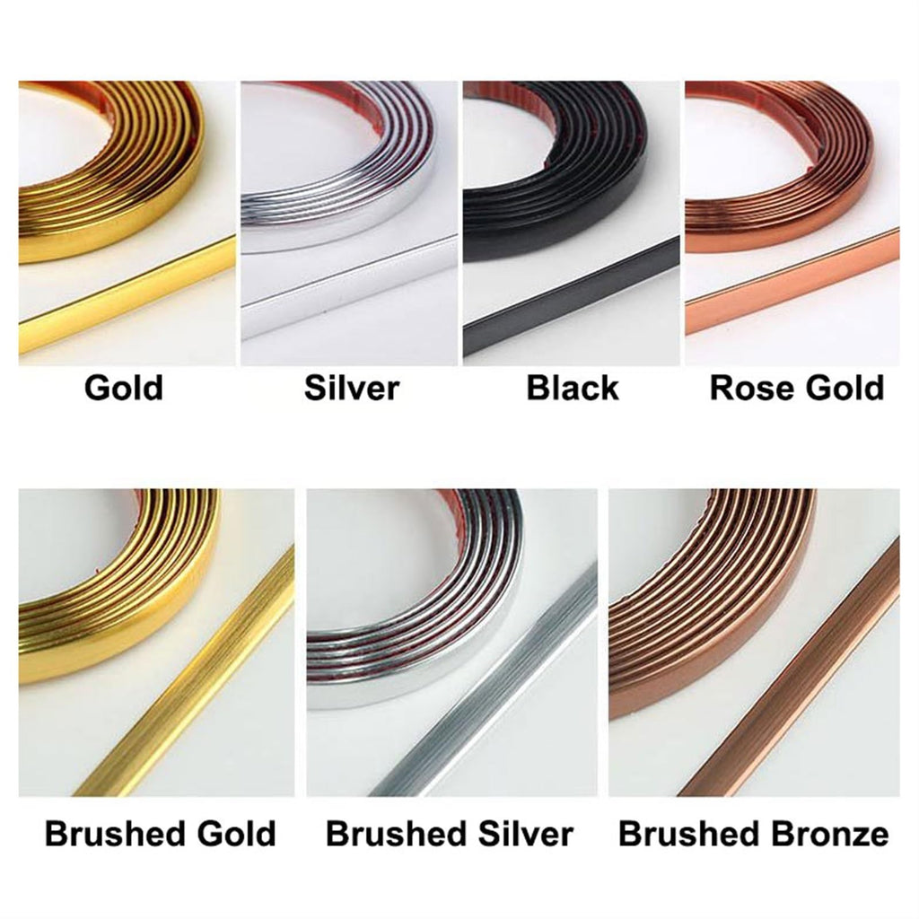 Peel and Stick Molding Trim, Flexible Wall Ceiling Floor Cabinet Tile Edge Moulding(Gold,3mx18mm)