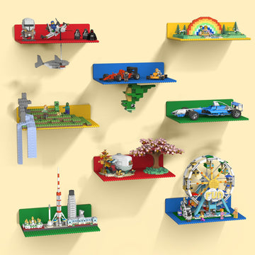 8Pack Floating Shelves for Wall Compatible with Lego Bricks, 4Color