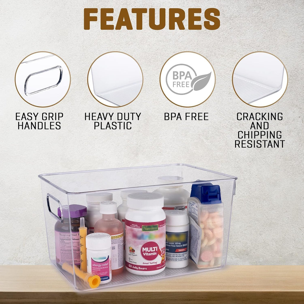 Clear Plastic Storage Bins with Lids, Perfect Organization or Pantry Organization and Storage, Stackable Fridge