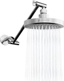 Round Rain Shower Head with Extension Arm - Height Adjustable Shower Head with High Pressure Performance