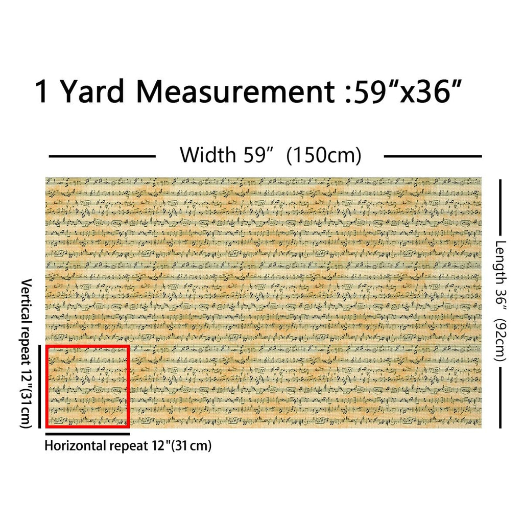 Musical Sheet Printed Fabric By The Yard, Music Theme Upholstery, Notes Melody Rhythm Musical Instrument