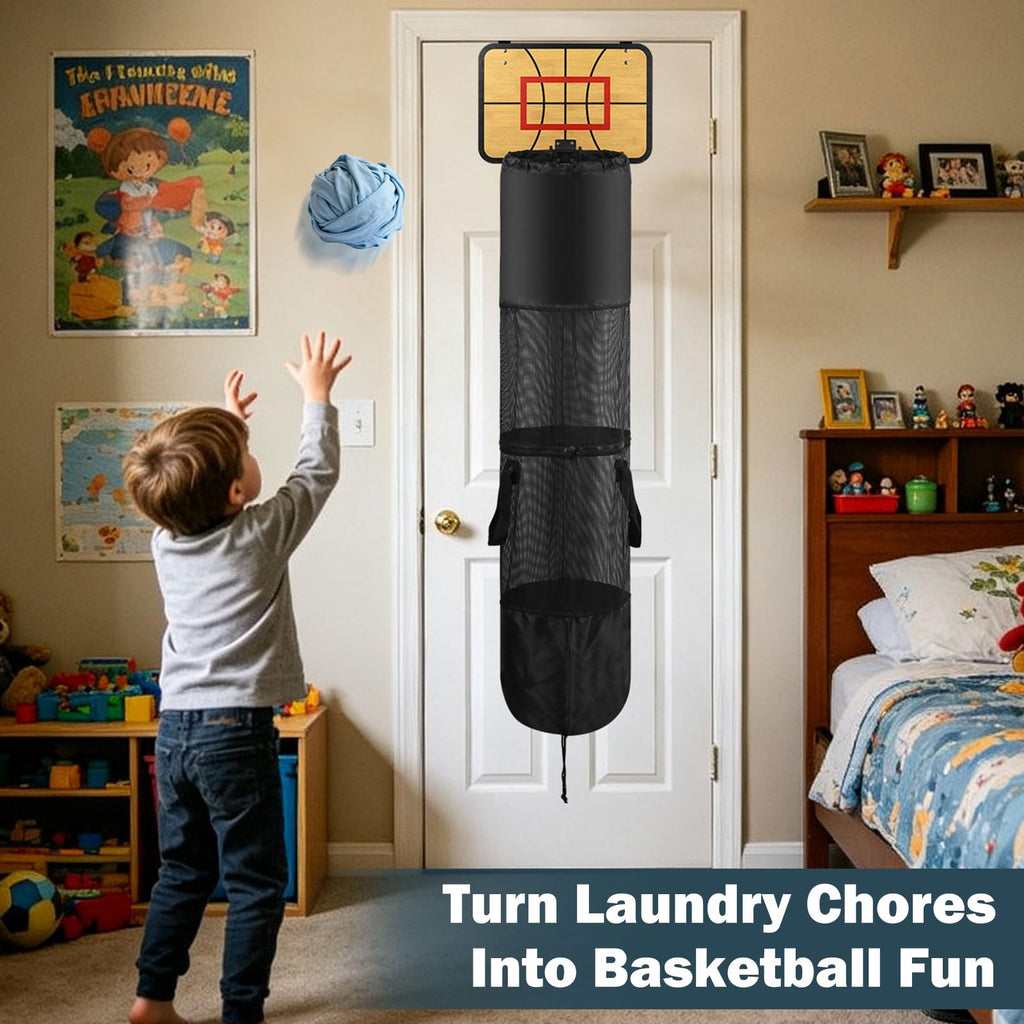 Basketball Laundry Hamper with Removable Zipper Bag and Drawstring
