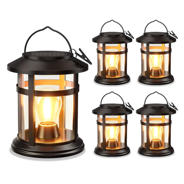 Solar Lantern Outdoor Waterproof, 4 Pack Bright Hanging Solar Lights for Outside Decorative, Upgraded Solar Powered