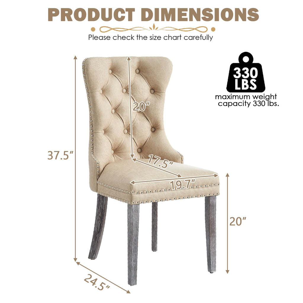 Leather Dining Chairs Set of 4, Beige