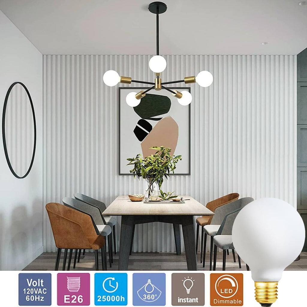 LED Light Bulb G25/G80 Dimmable Flick-Free Matt White 6W Cool White 5000k CRI95 600LM, 60W Equivalent Vintage LED