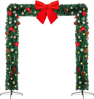 8FT Christmas Archway, 350 LED Flat Top PVC Arch