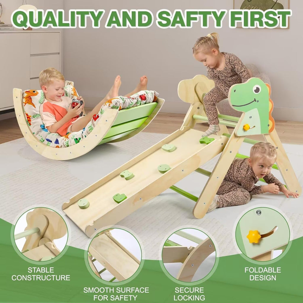 Triangle Set with Cushion, 7 in 1 Toddler Climbing Toys Indoor