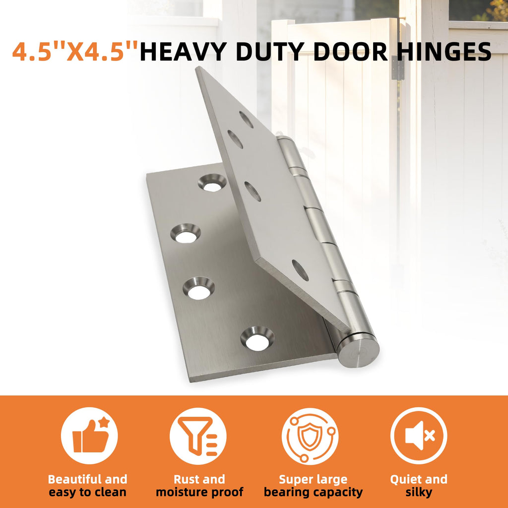 6-Pack 4.5 inch X 4.5 inch Heavy Duty Commercial Door Hinge Thickened