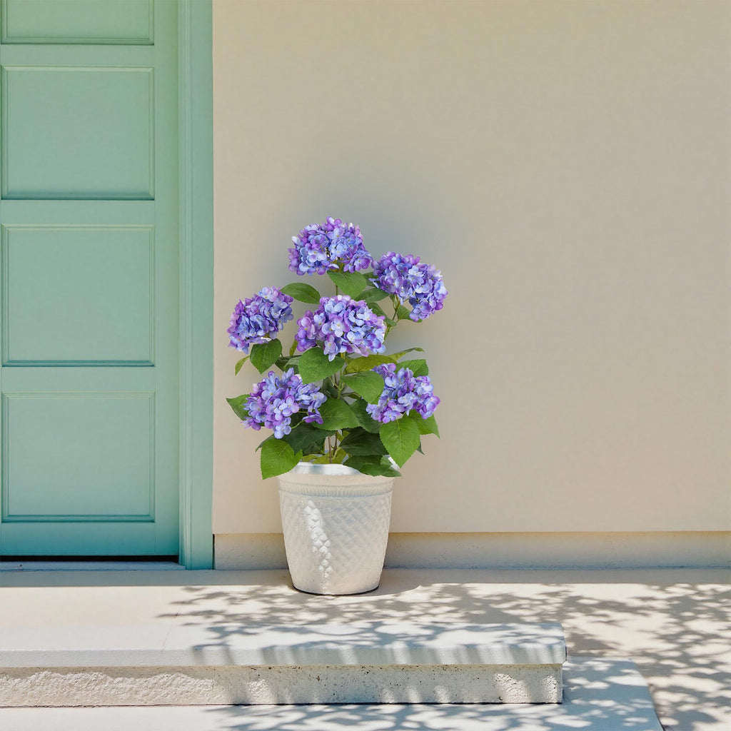 2ft Faux Hydrangea Tree with Purple Flowers, 24in Artificial Hydrangea Plant with Lifelike Leaves, Fake Hydrangea