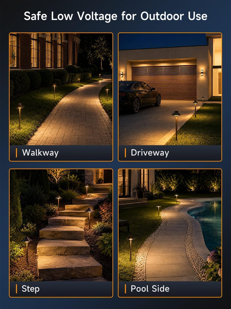 Solid Brass Low Voltage Hat-Top Path Light, Bronze, G4 2700K 6Pk