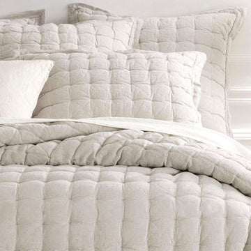 Lush Linen Natural Solid Linen Quilted Sham, Euro