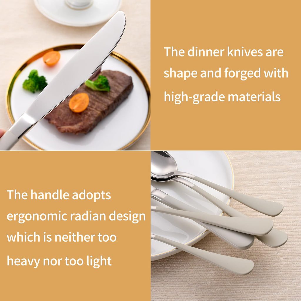 20-Piece Off white Silverware Set 18/0 Stainless Steel Silverware Set Off white Handle Cutlery Set Service for 4