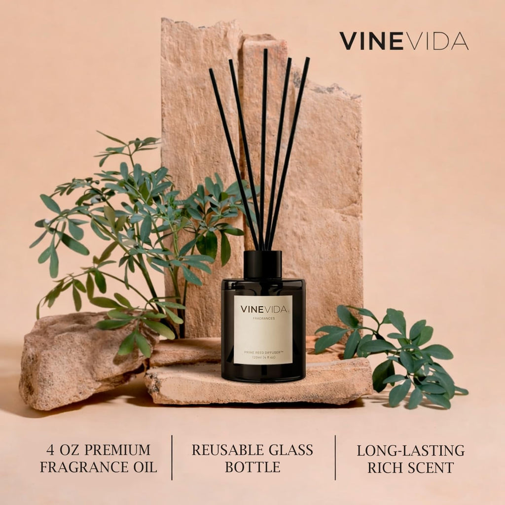 Leather & Brandy | Reed Diffuser | Long-Lasting Scent Sticks Set | Oil Stick Diffuser | Bathroom Scent