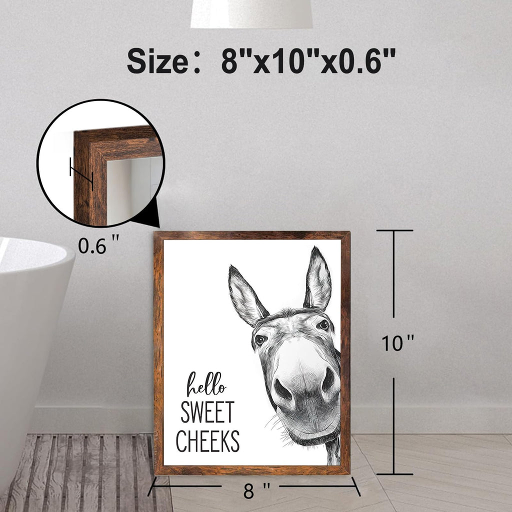 Funny Bathroom Wall Art Black and White Bathroom Signs Decor Rustic Donkey Cow Pictures Wall Decor Funny Animals Head