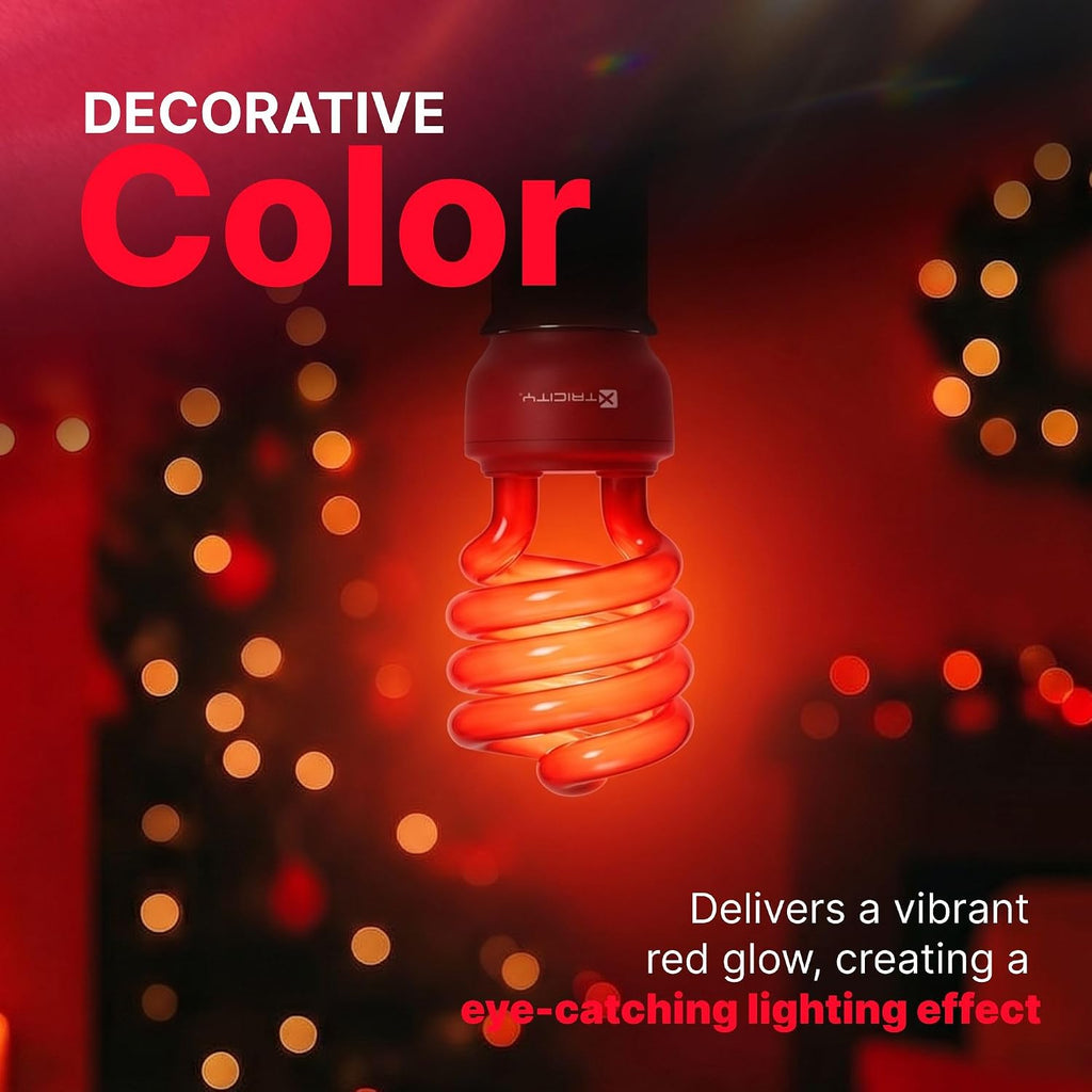 CFL Compact Fluorescent Red light bulbs Colored Light Bulb