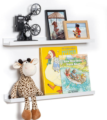 Picture Ledge Shelf, 24 Inch Floating Shelves Set of 2, Nursery Book Shelves for Toys Storage, Kids Bookshelf Wall