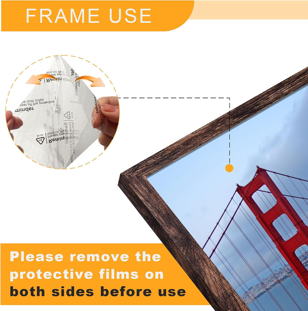 24x36 Poster Frame Display 24 x 36 inches, Photo Frames for Wall Hanging, Engineered Wood, Brown, 1 Pack