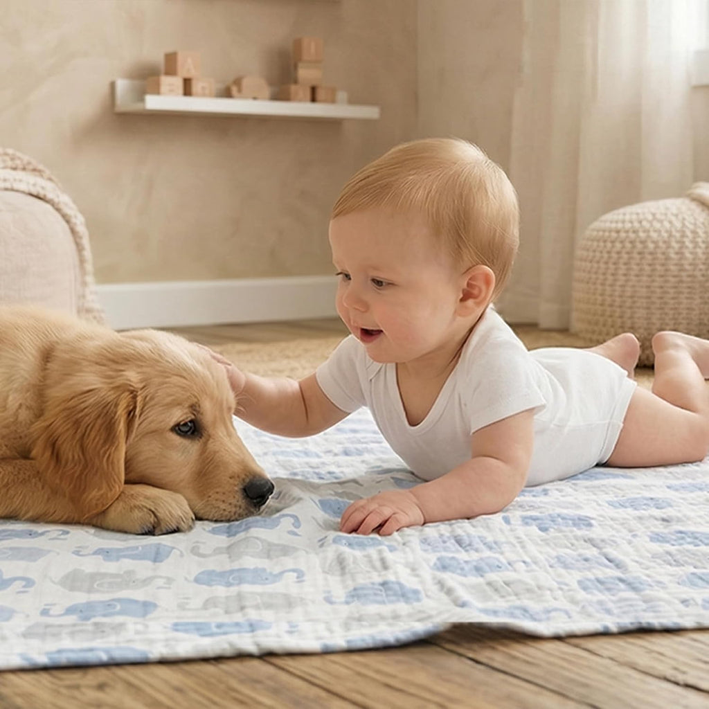 Muslin Swaddle Blankets for Boys, Large 40''x38''