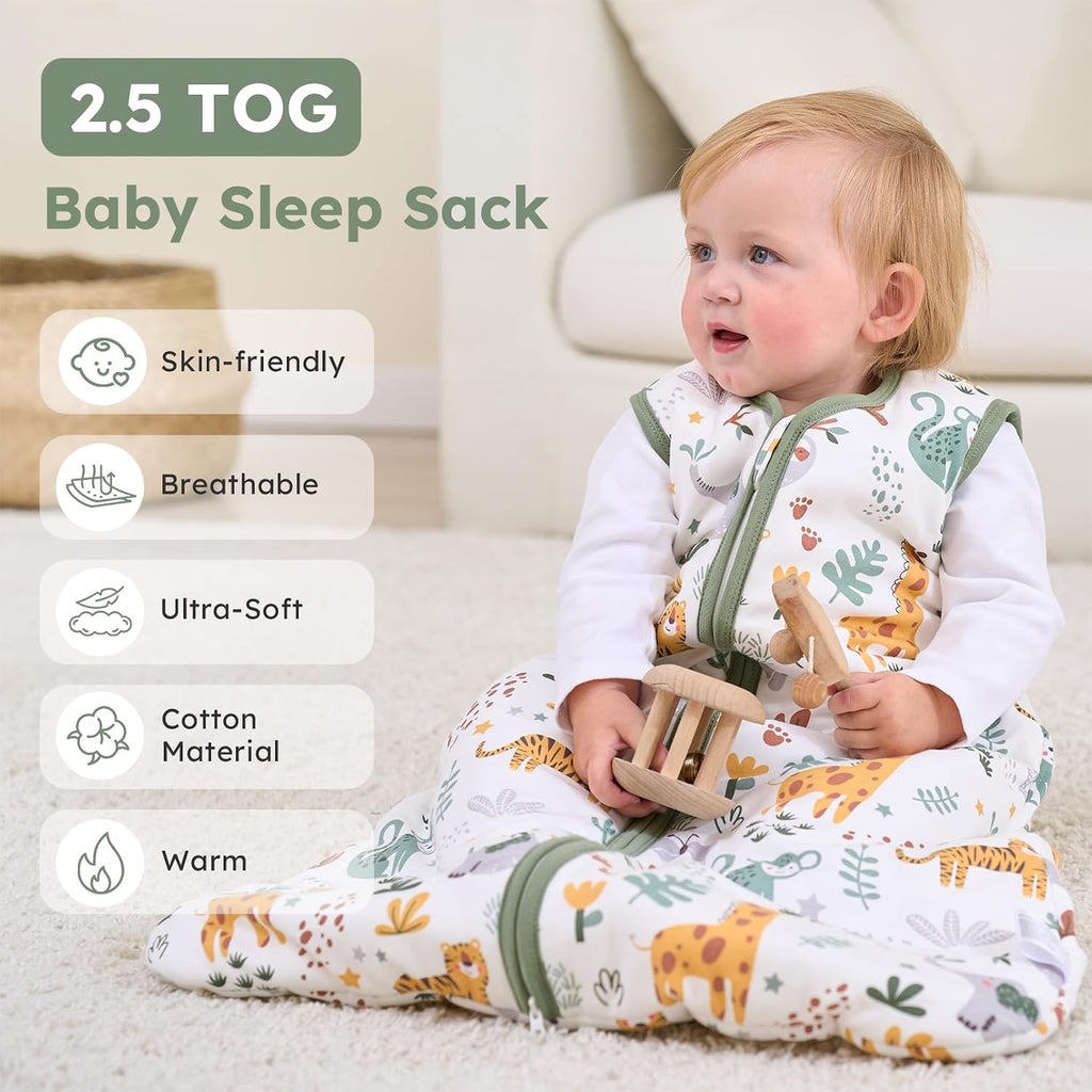 Sleep Sack 2.5 TOG Winter Cotton Wearable Blanket with Way Zipper, Warm Soft Sleeping Bag