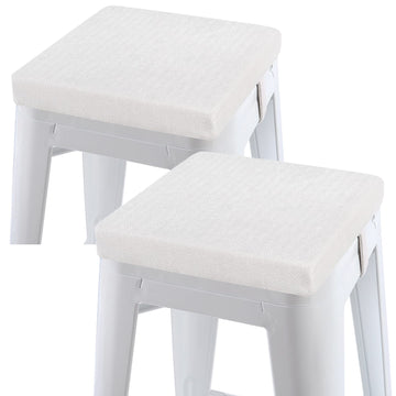12 Inch Memory Foam Non Slip Stool Cushion Square Set of 2, Dual-Layer Design Bar Stool Cushions with Ties Square