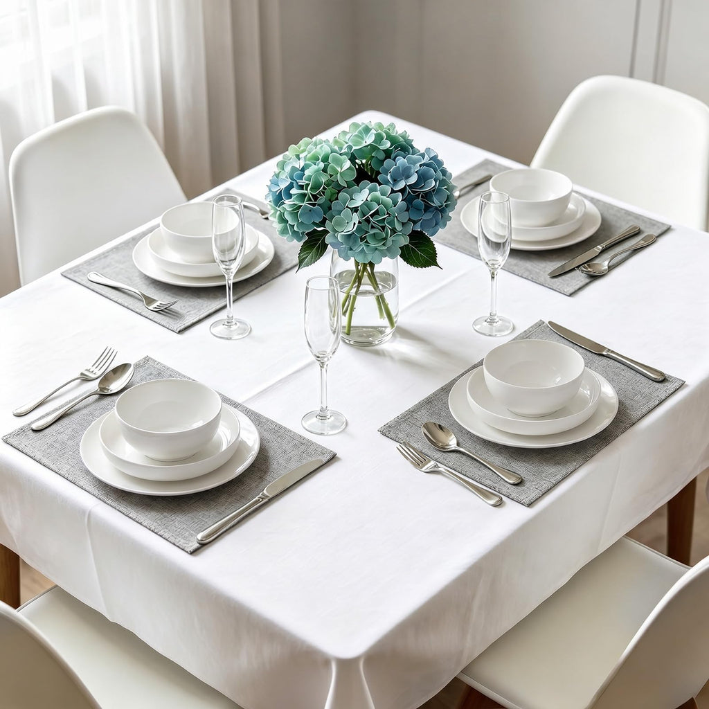 Porcelain Dinnerware Set for 4, Lightweight White New Bone China Plates and Bowls, 10" Dinner Plates, 8"