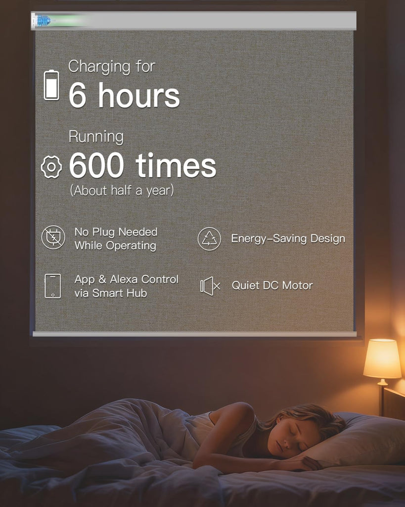Motorized Roller Shade with Remote Control, Blackout Electric Shade for Windows Compatible with Alexa Google via Hub